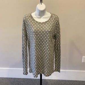 K Line Long Sleeve Gray Polka Dot Tee